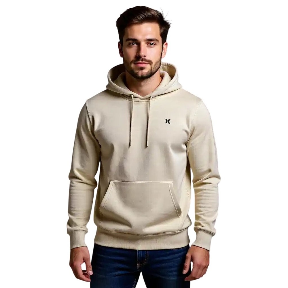 Hurley Surfing Co Men Sand Beige Graphic Fleece Hoodie Sweatshirt HFA25VMP M NWT